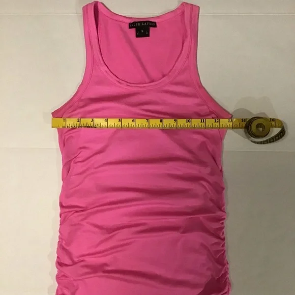 Ralph Lauren Black Label women’s tank top pink ruched sides - Picture 3 of 7
